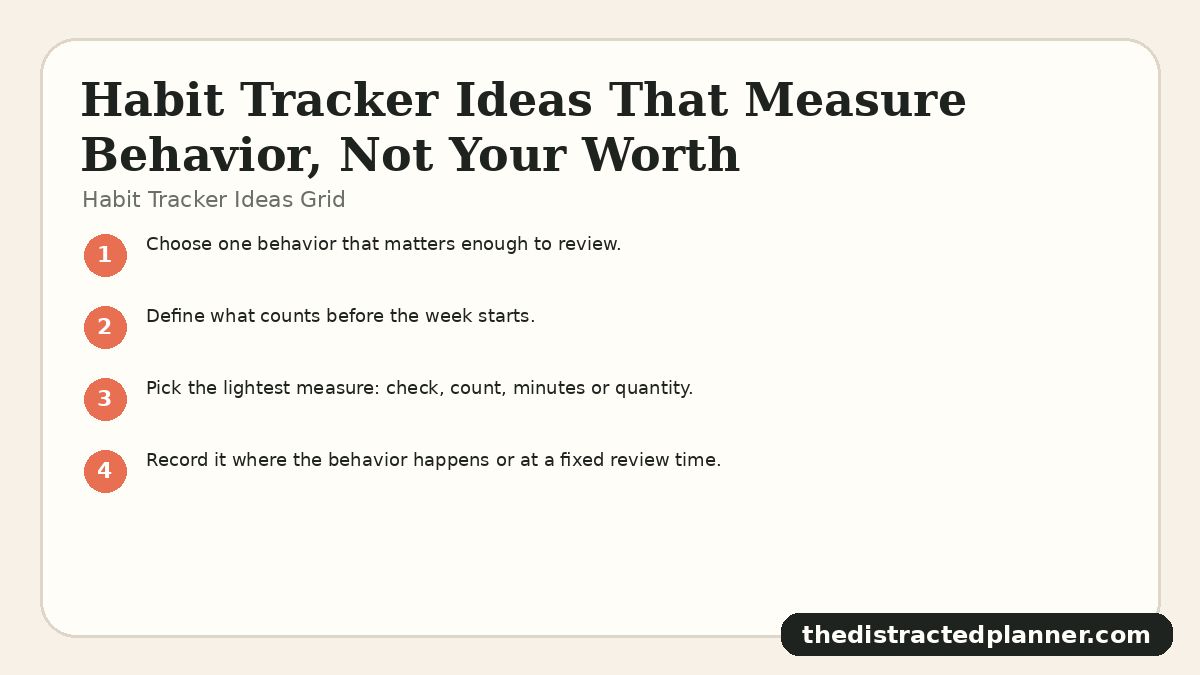 Habit Tracker Ideas Grid for habit tracker ideas, branded by The Distracted Planner