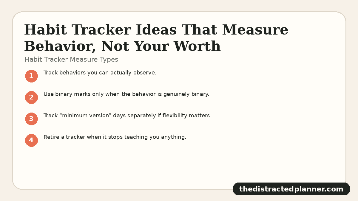 Habit Tracker Measure Types for habit tracker ideas, branded by The Distracted Planner