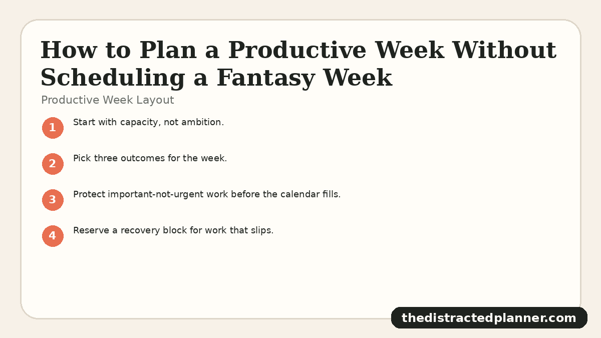 Productive Week Layout for productive week, branded by The Distracted Planner